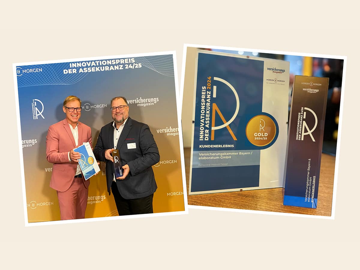 Preisverleihung Gold für herausragende Innovation: Behavioral Product Design gewinnt „Innovationspreis der Assekuranz“